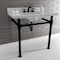 Kingston Brass KVPB36MSQ0 36-Inch Carrara Marble Console Sink, Marble White/Matte Black KVPB36MSQ0 - alternate 3